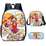 New 3PC-SET One Piece Luffy Schoolbag Backpack