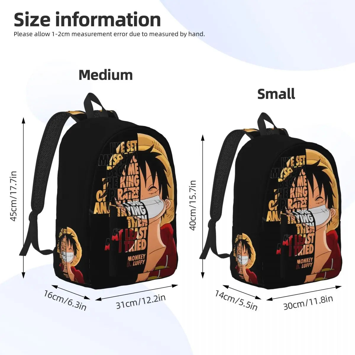 Monkey D. Luffy Quotes One Piece Teenage Backpack - Image 3