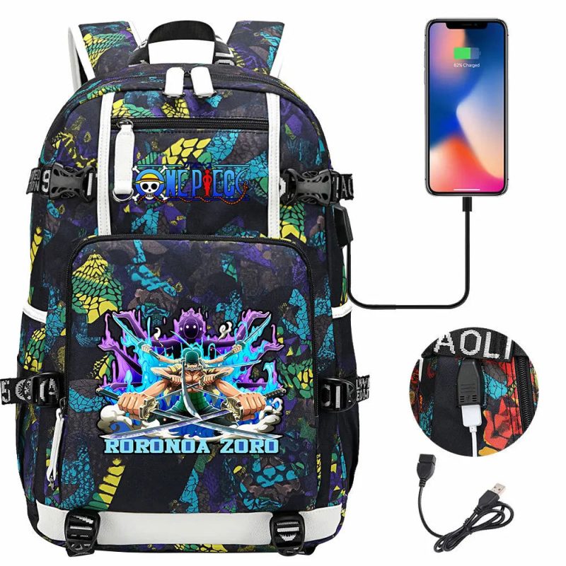 One Piece Anime Large Capacity Backpack with USB - Image 14